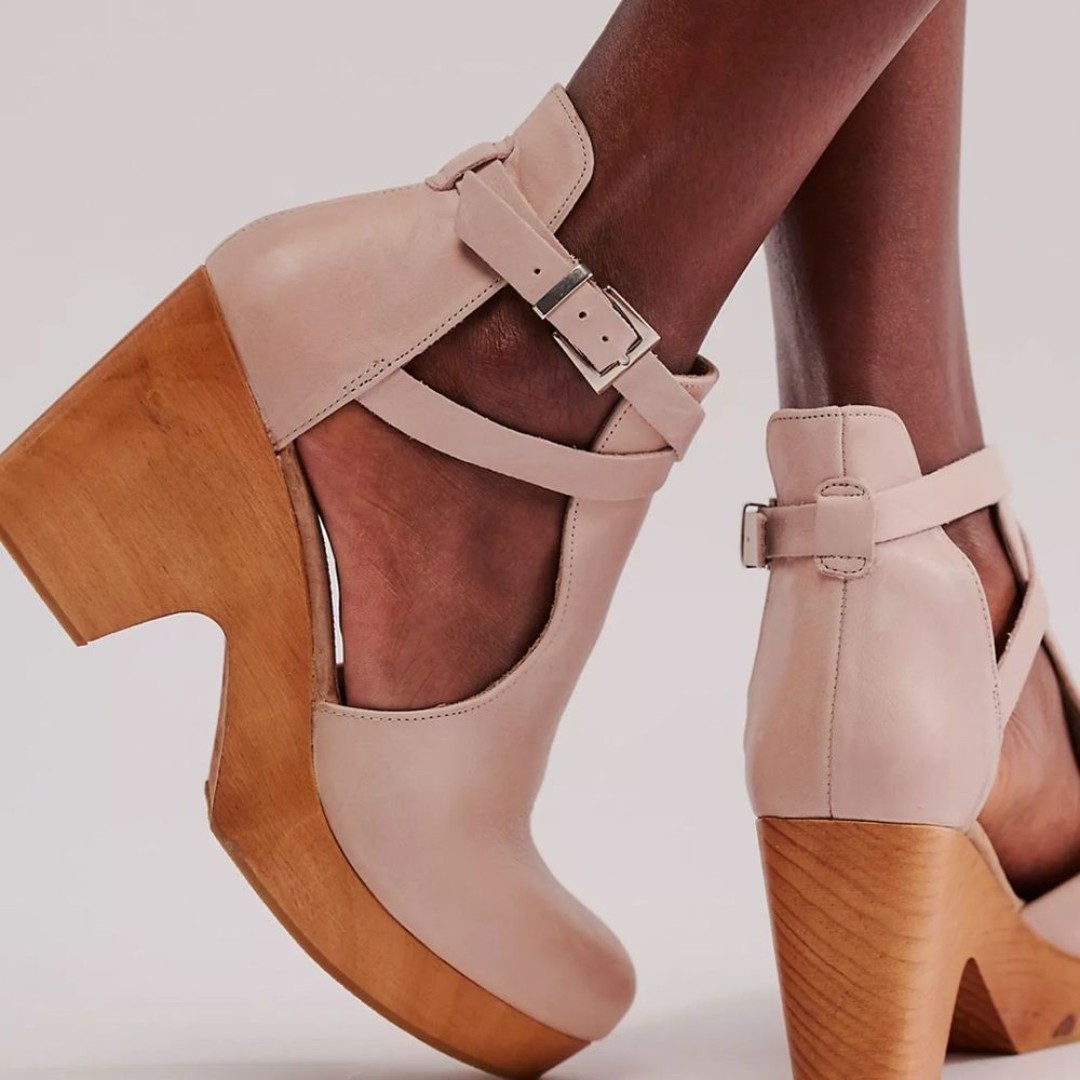 FREE PEOPLE Cream Platform Mules 39.5/US 9.5