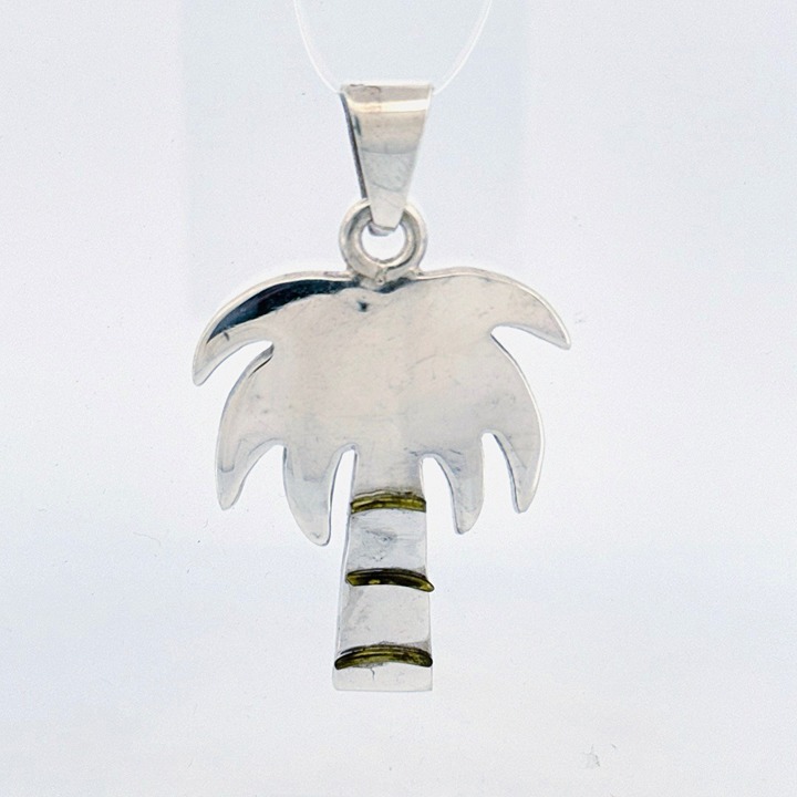 Sterling Silver 925 Two-Toned Palm Tree Pendant 2 Length 12.6 Grams No Necklace