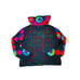 Vintage Womens Large Rainbow Floral Crochet Cowl Neck Sweater