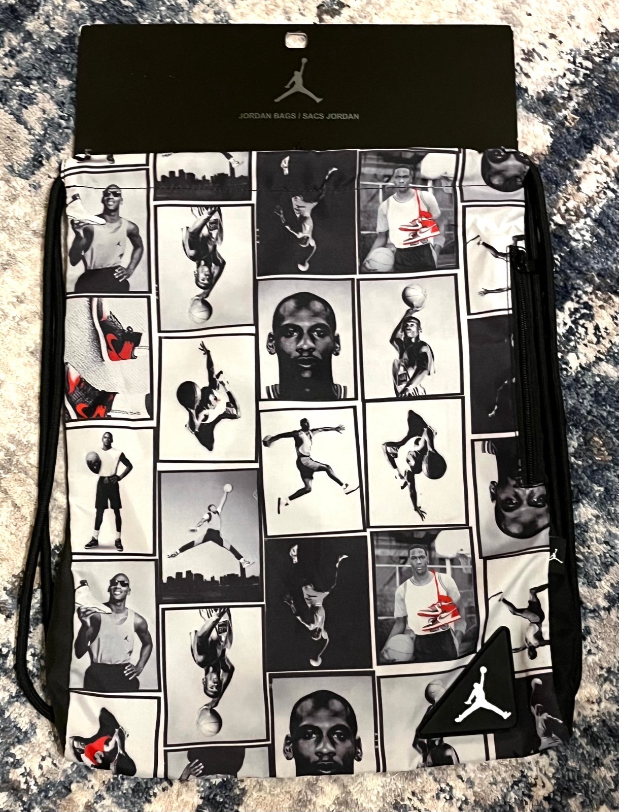 Vintage Michael Jordan Jumpman Drawstring Gym Sack Bag Black/White/Red