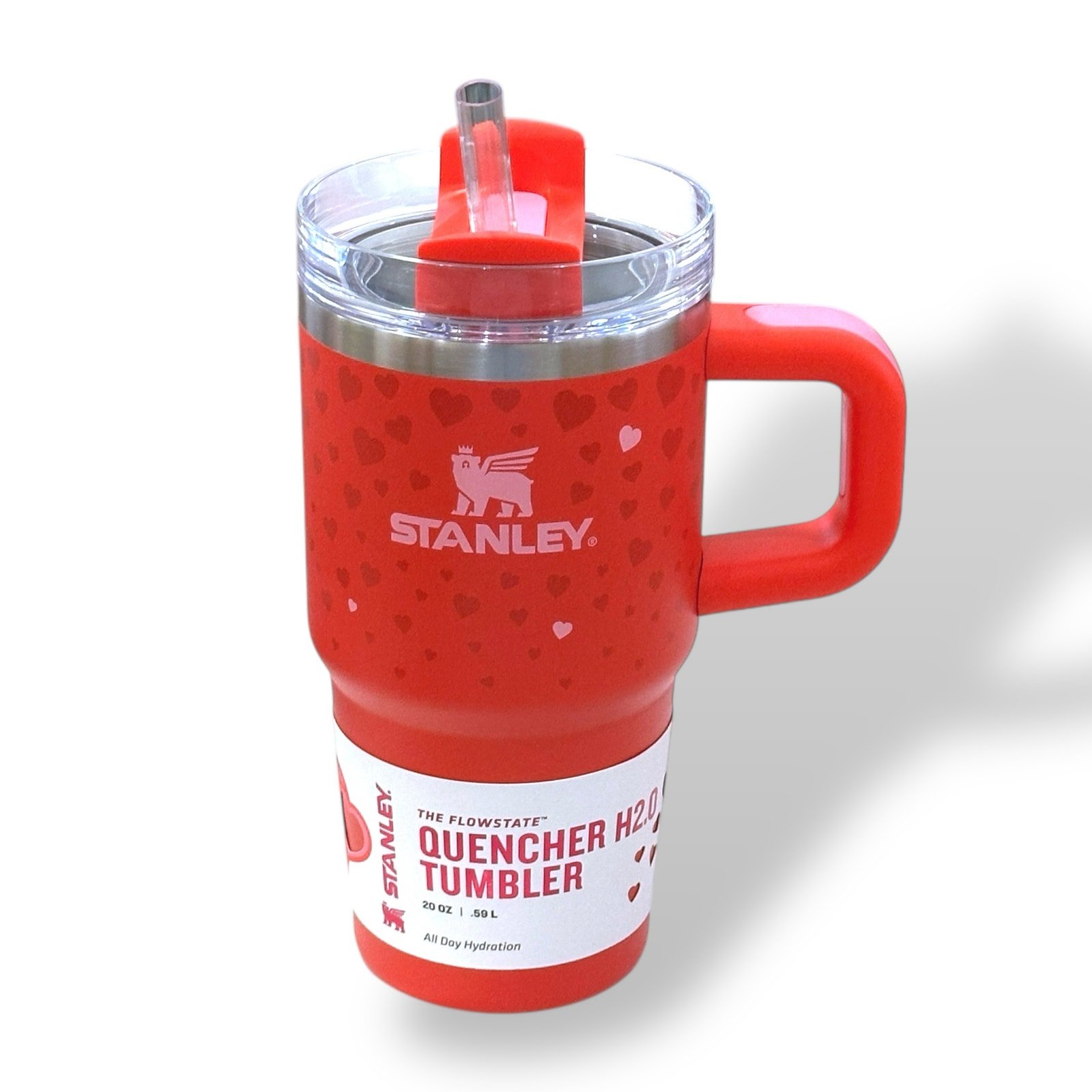 Stanley Target 20 oz Quencher Stainless Tumbler Valentine's Day Ruby Red Hearts