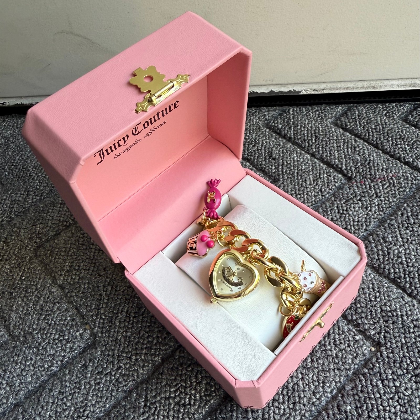 FREE SHIP Juicy Couture Gold Charm Chain Link Watch Bracelet Jewelry Accessory