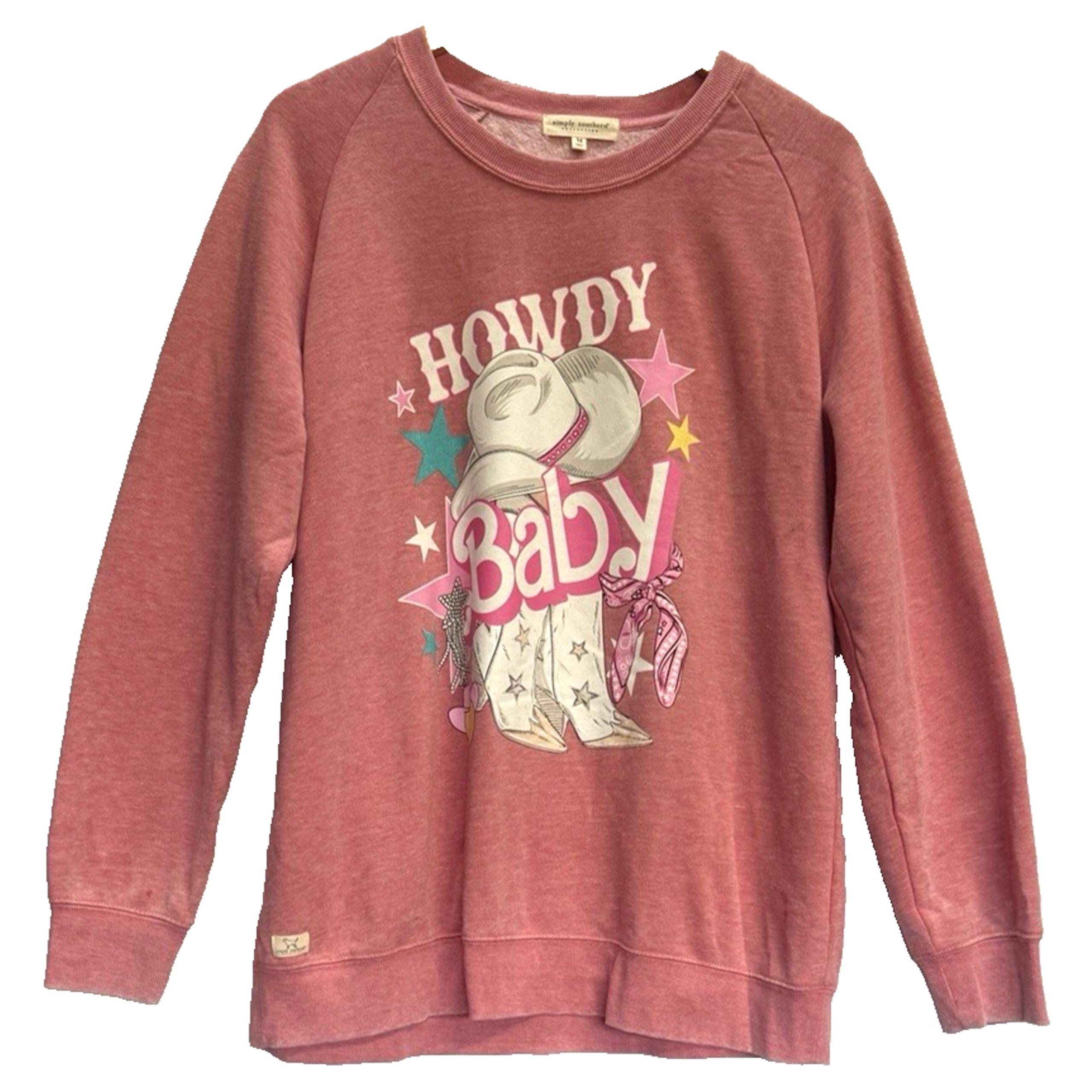 Simply Southern Womens Western Howdy Sweatshirt Size M Rodeo Feminine Boots Hat