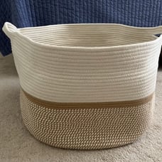 Large Cotton Rope Basket,23.6 x23.6 x14.1 Throw Blanket Storage with Handle