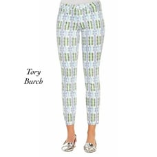 Tory Burch Geometric Print Cropped Skinny Jeans Size 25
