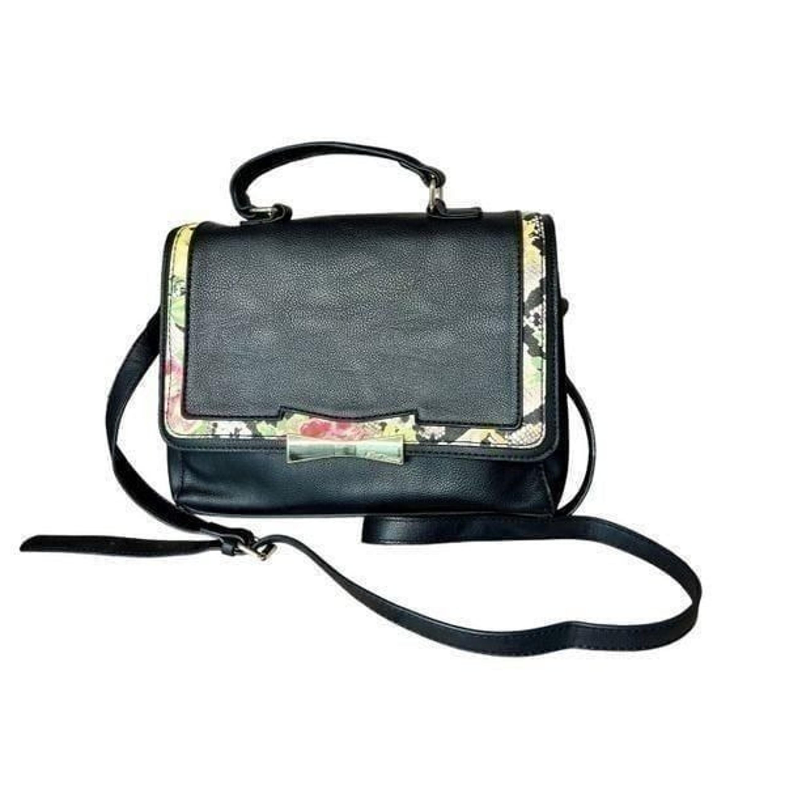 Betsey Johnson Black Leather Top Handle Satchel Crossbody Handbag Retails $100