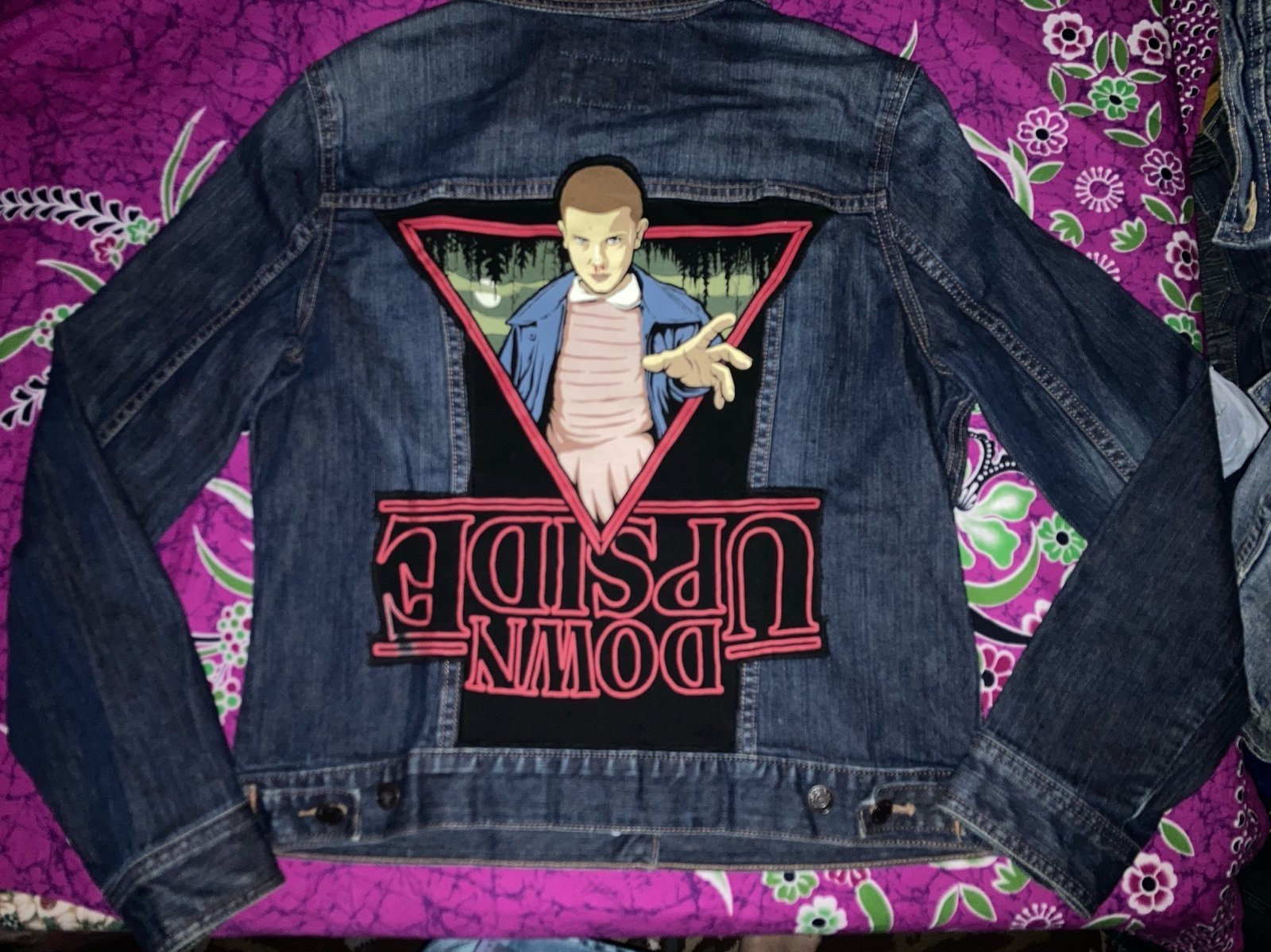 Womens L Old Navy Denim Jacket with Stranger Things