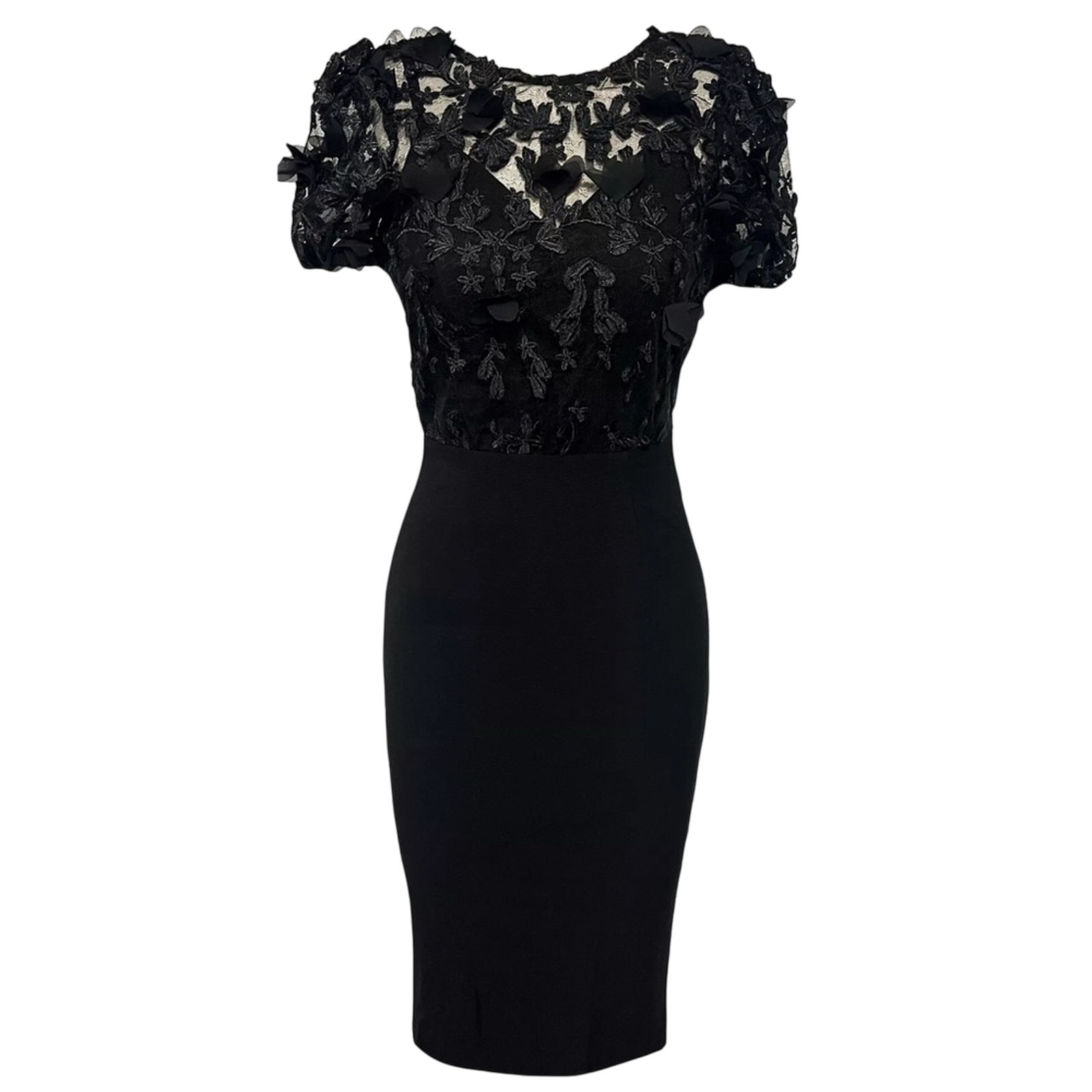 Dress The Population Marianne Embroidered Blouson Black Mididress S