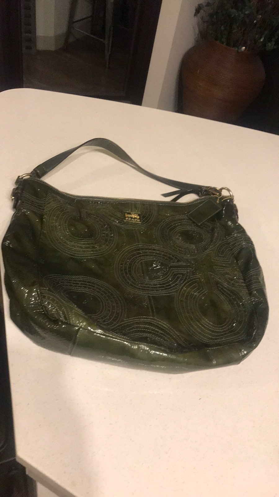 Coach Patent Leather Green Handbag