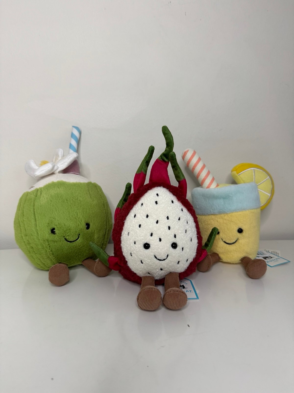 Jellycat bundle Aruba Coconat Dragon Fruit & Lemonade Authentic NWT