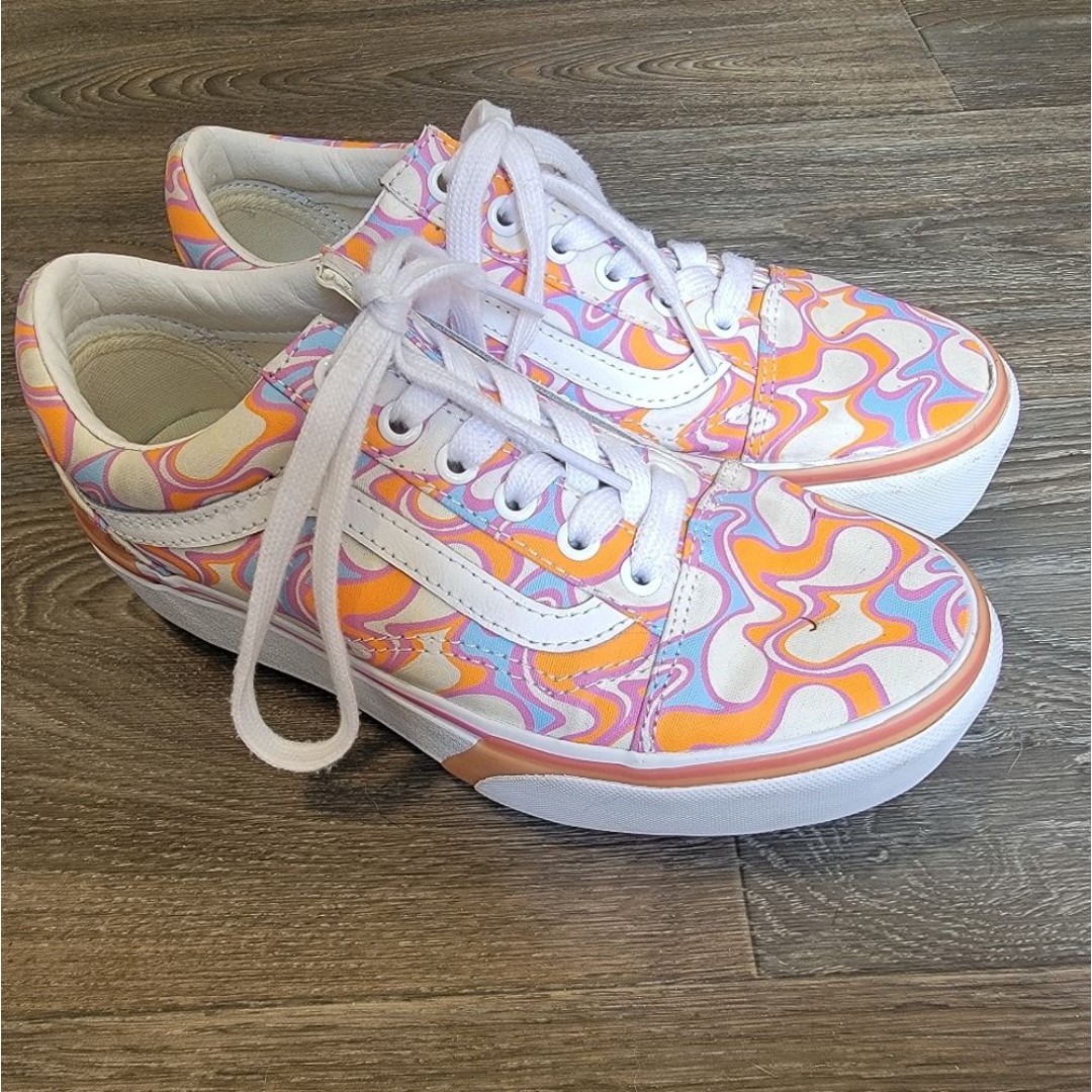 Vans Old Skool Stacked UV Ink Peace Platform Retro Sneakers 6.5