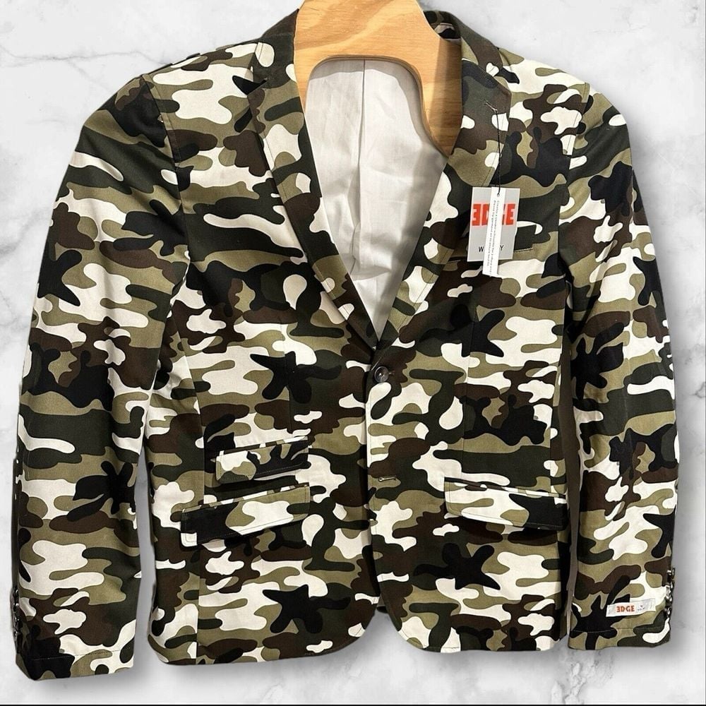 EDGE By WD NY Men's Camo Blazer Sports Coat Size Large Two Button