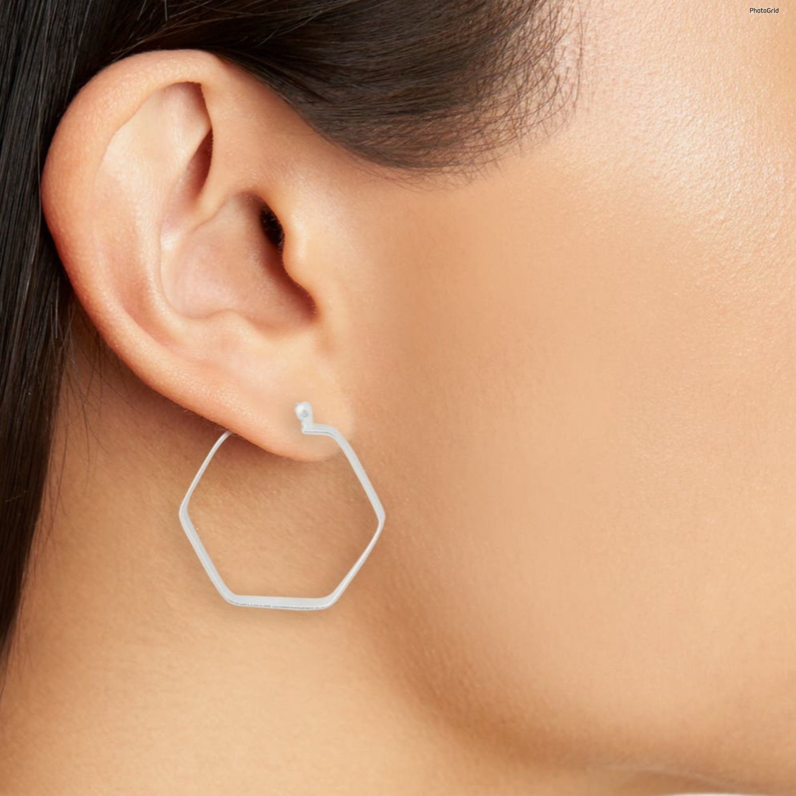 Argento Vivo Hexagon Sterling Silver Hoop Earrings