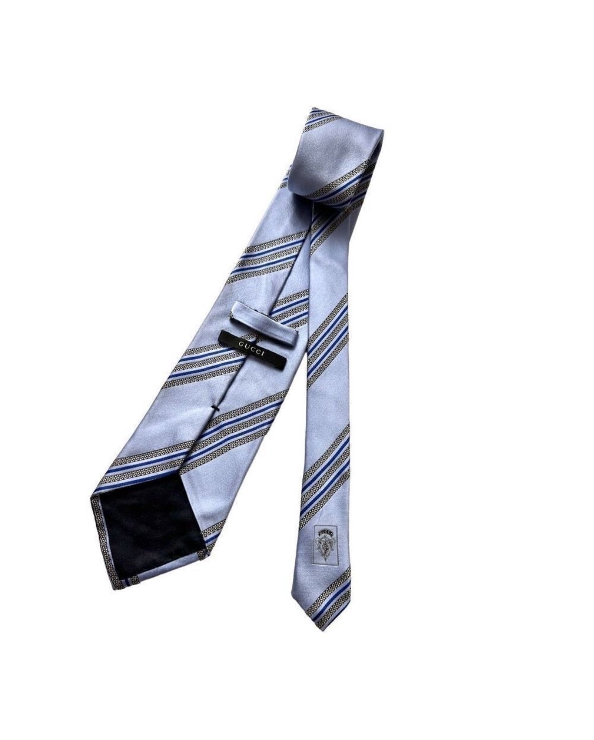 GUCCI blue silk tie pattern print