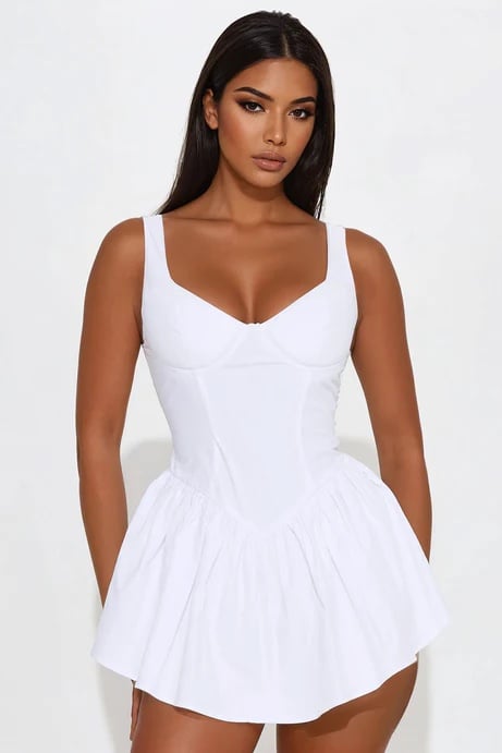 Dress white micro corset mini shorts