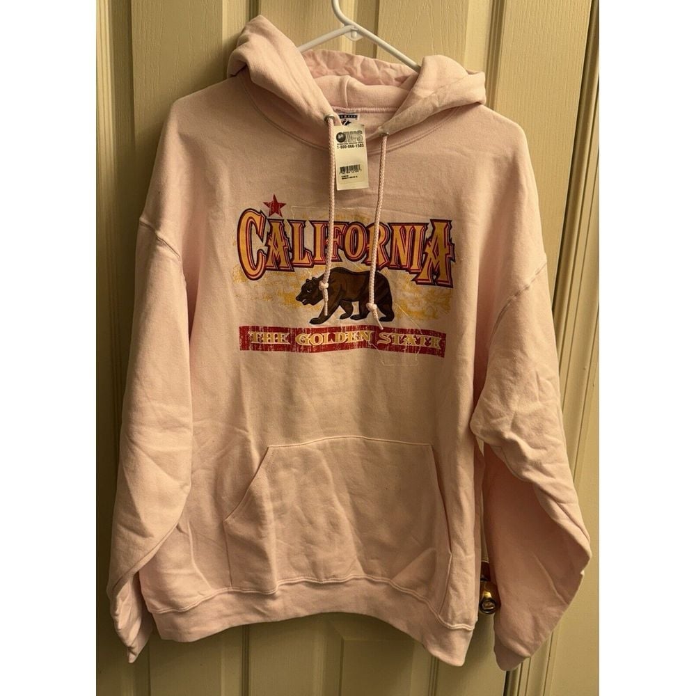 California The Golden State Cal Bear West Coast Pink Hooded Sweatshirt XL NWT