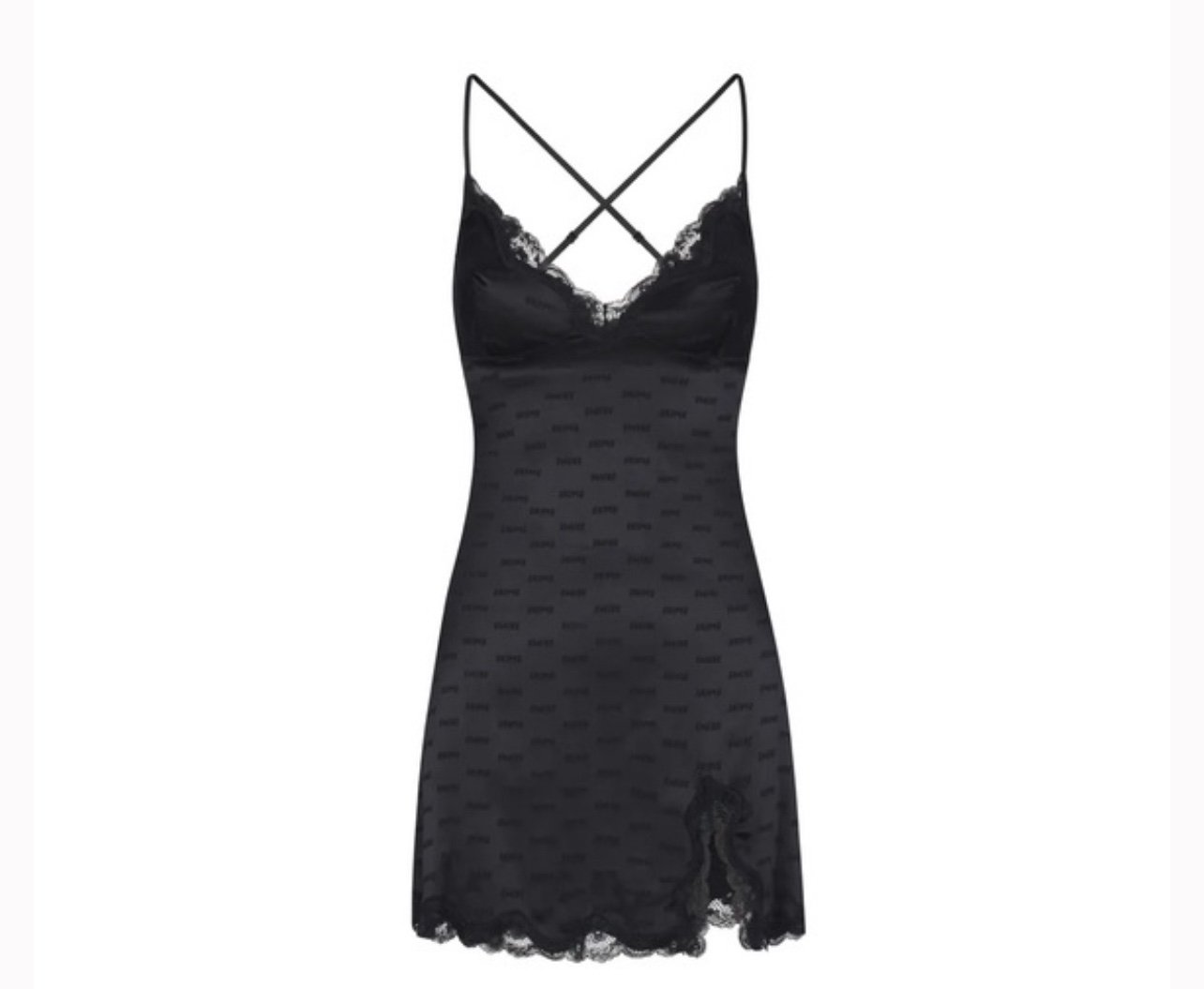 SKIMS Jacquard Lace Slip Dress in Onyx Size XS