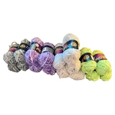 Lot of 17 Lion Brand Yarn DIY Glow Chenille Yarn white gray purple green