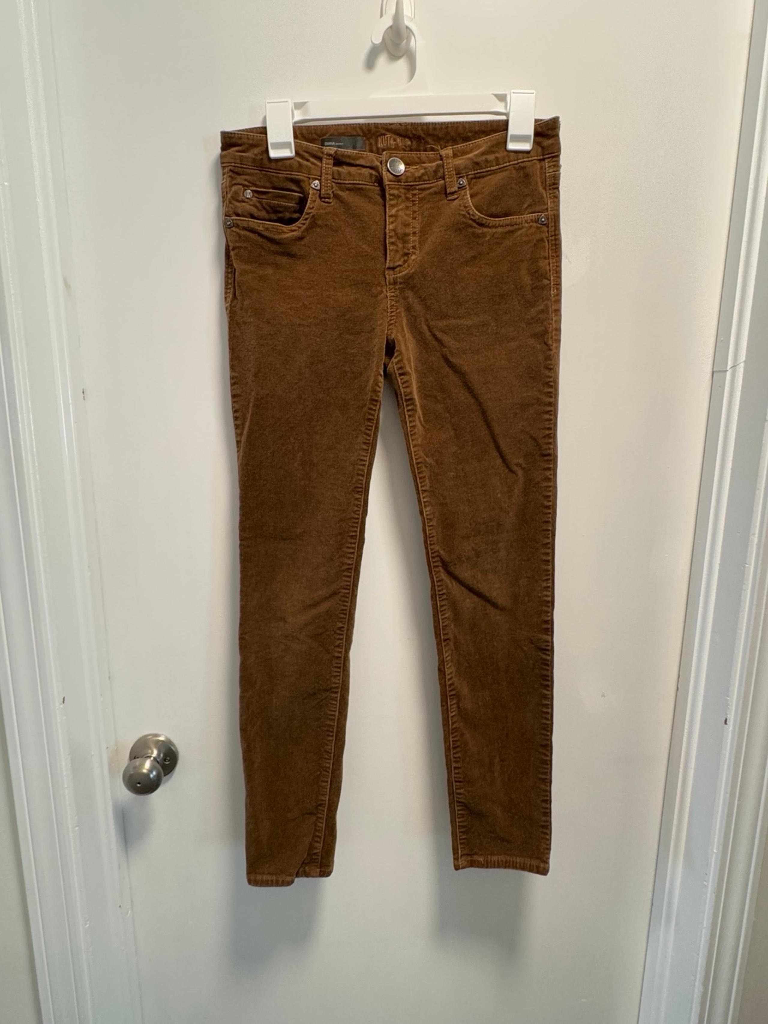 EUC Kut From The Kloth Diana Skinny Brown Corduroy Pants 5 Pocket Womens Size 4
