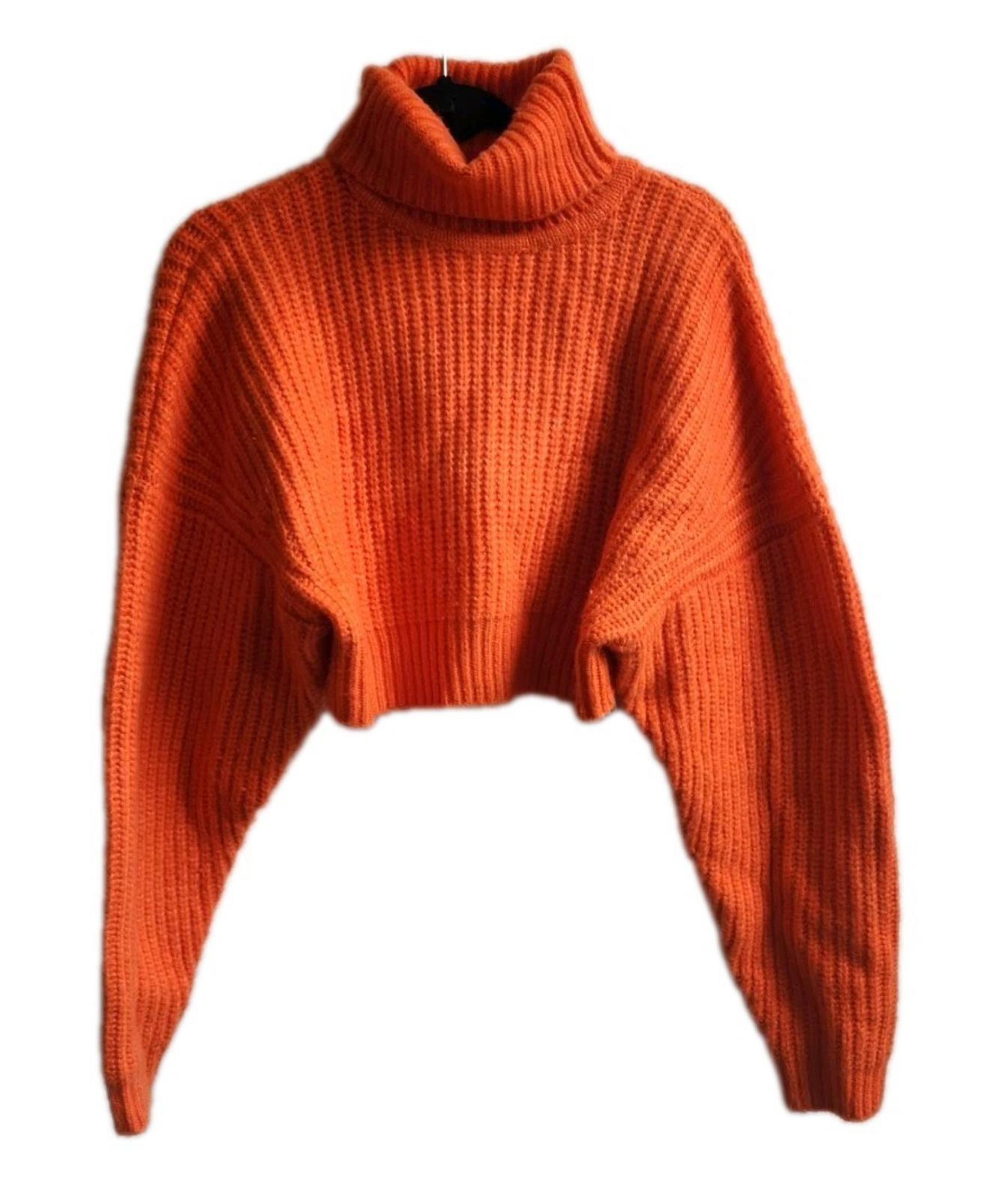 ASOS orange Turtleneck Cropped Cable Knit  Sweater Size 6