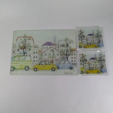 Rabbit Story Glass Tray and Coasters Vanity Cutting Board Unique Functional Art