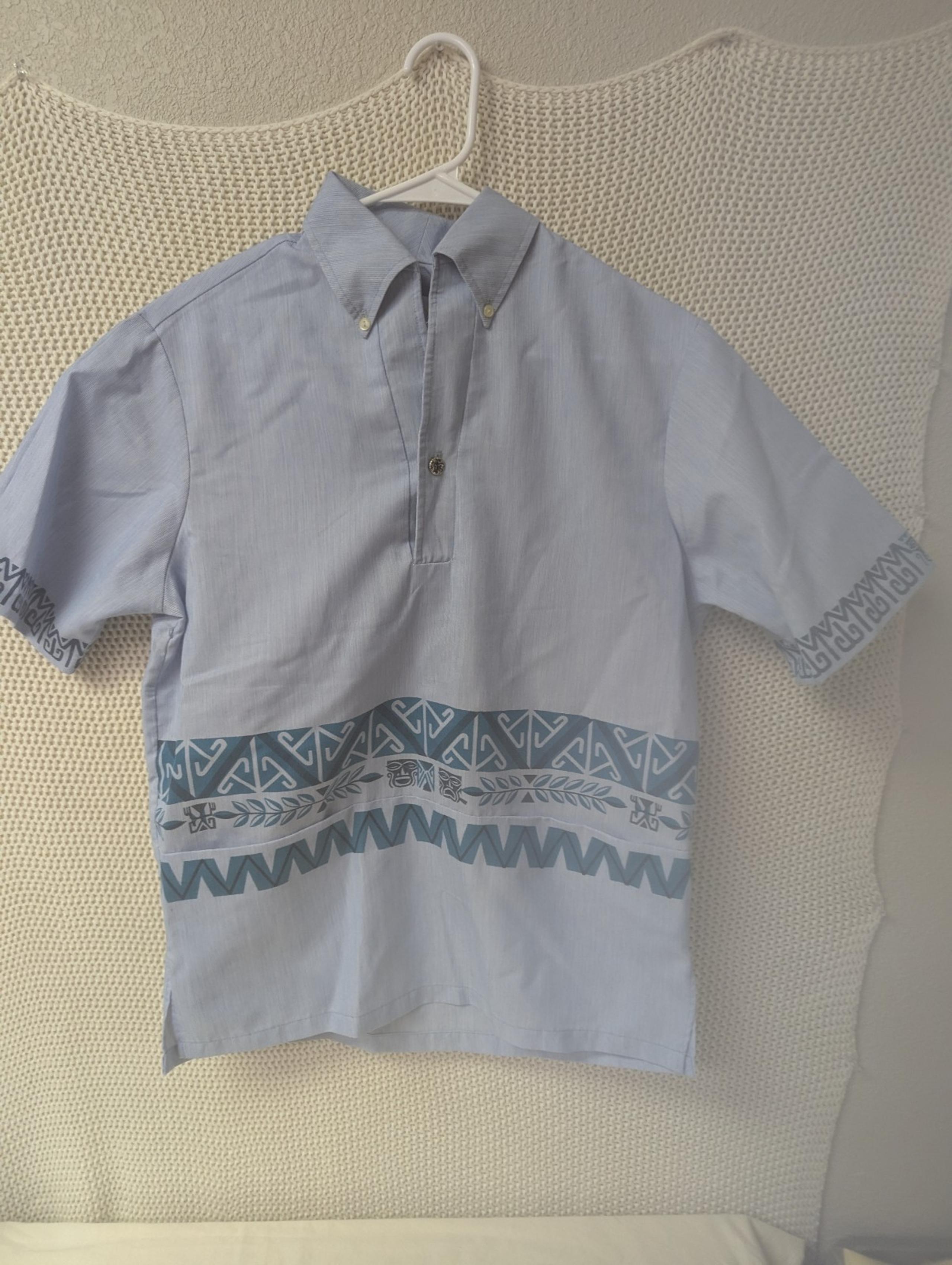 Casual Light Blue Patterned Men's Shirt
