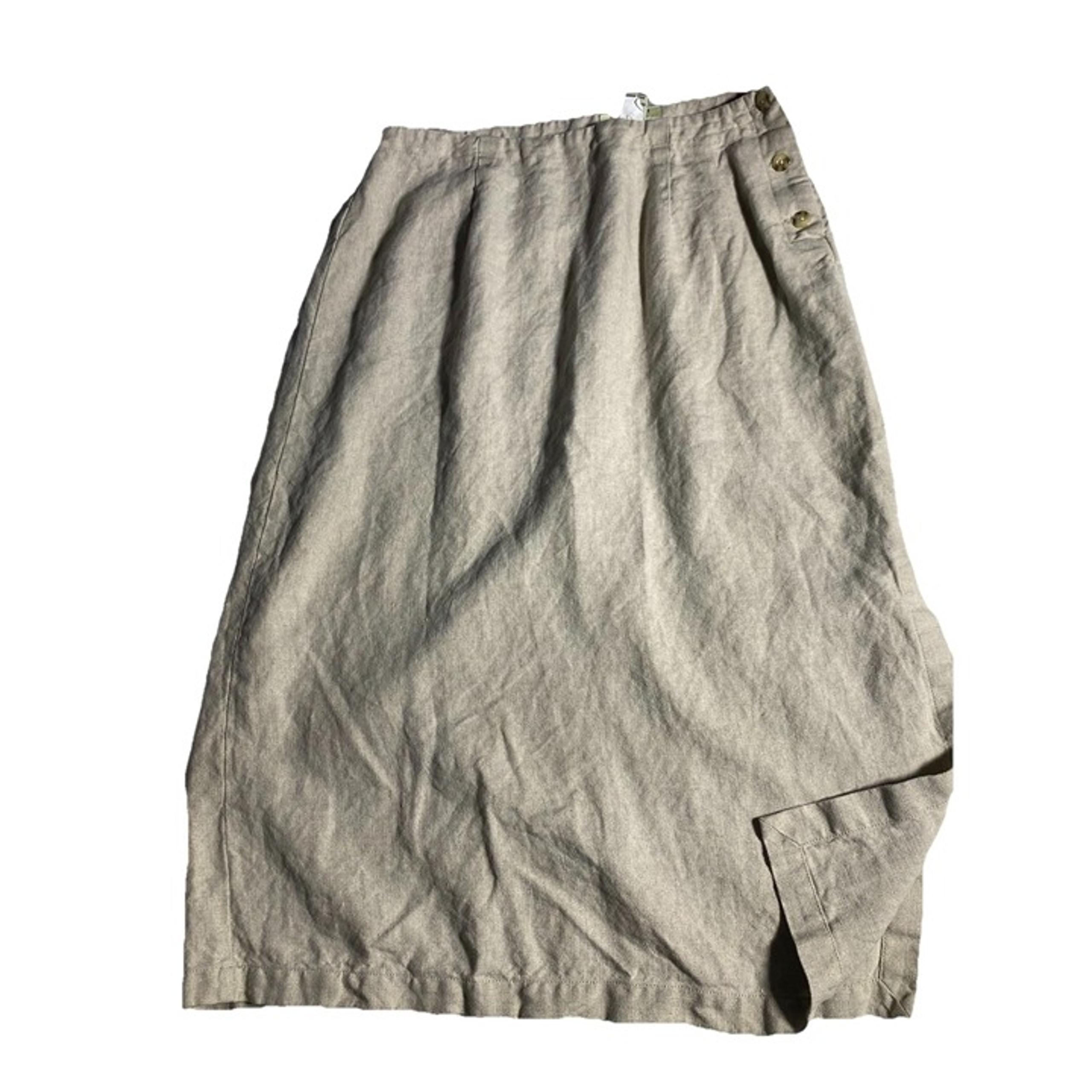 Eddie Bauer Oatmeal Petite Size 12 Linen Maxi Pencil Pull on Skirt Career Church