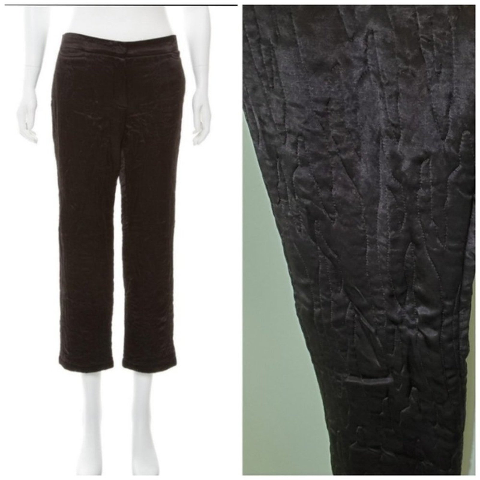 VANESSA BRUNO Designer Black Quilted Thick Cropped Pants 40FR / US Size 8