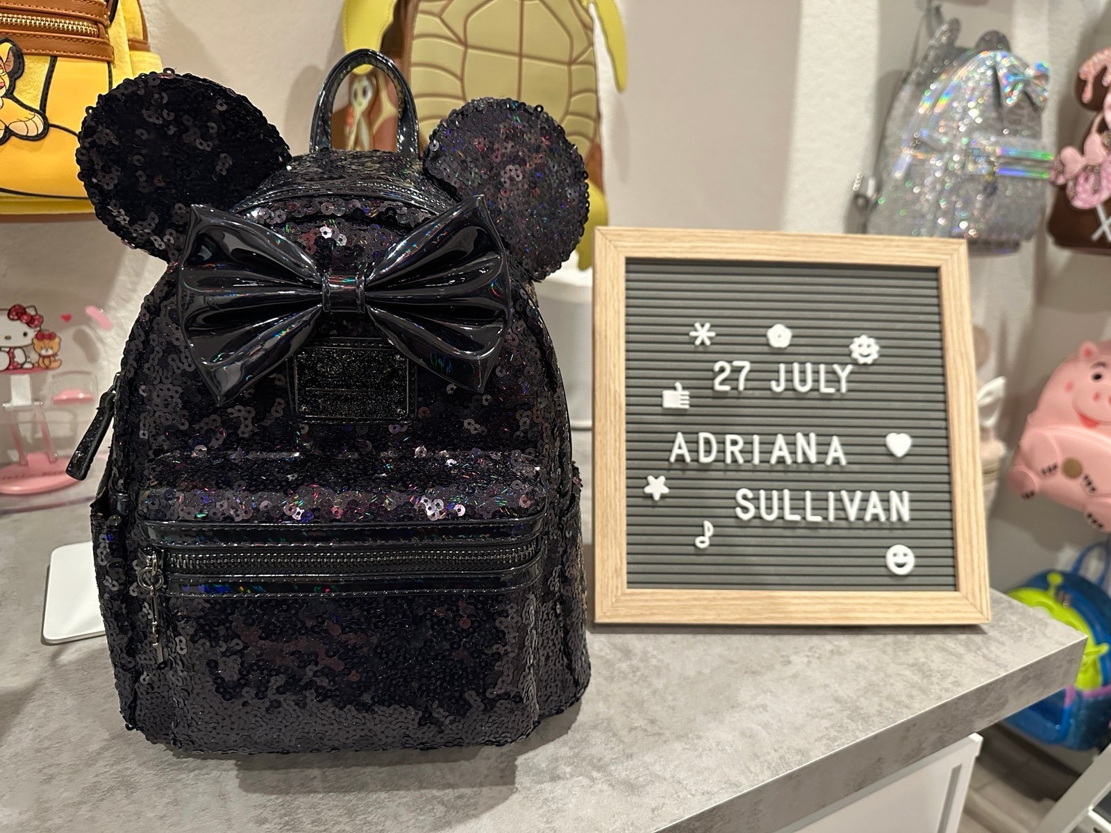 Loungefly lasr holographic black mini backpack