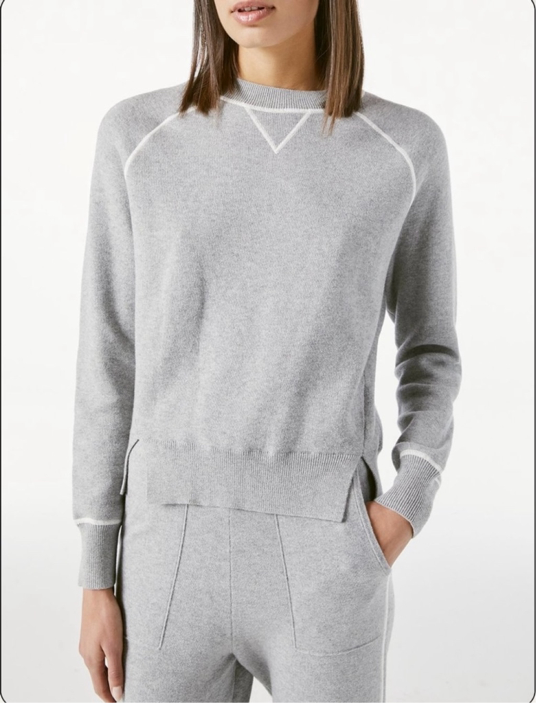 Women's FRAME denim double knit crewneck Gray Sweatshirt Size M cotton cashmere