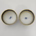 Antique Chinese Export Blue Willow Pagoda Gilded Porcelain Tea Bowls & Sacuer