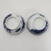 Antique Chinese Export Blue Willow Pagoda Gilded Porcelain Tea Bowls & Sacuer