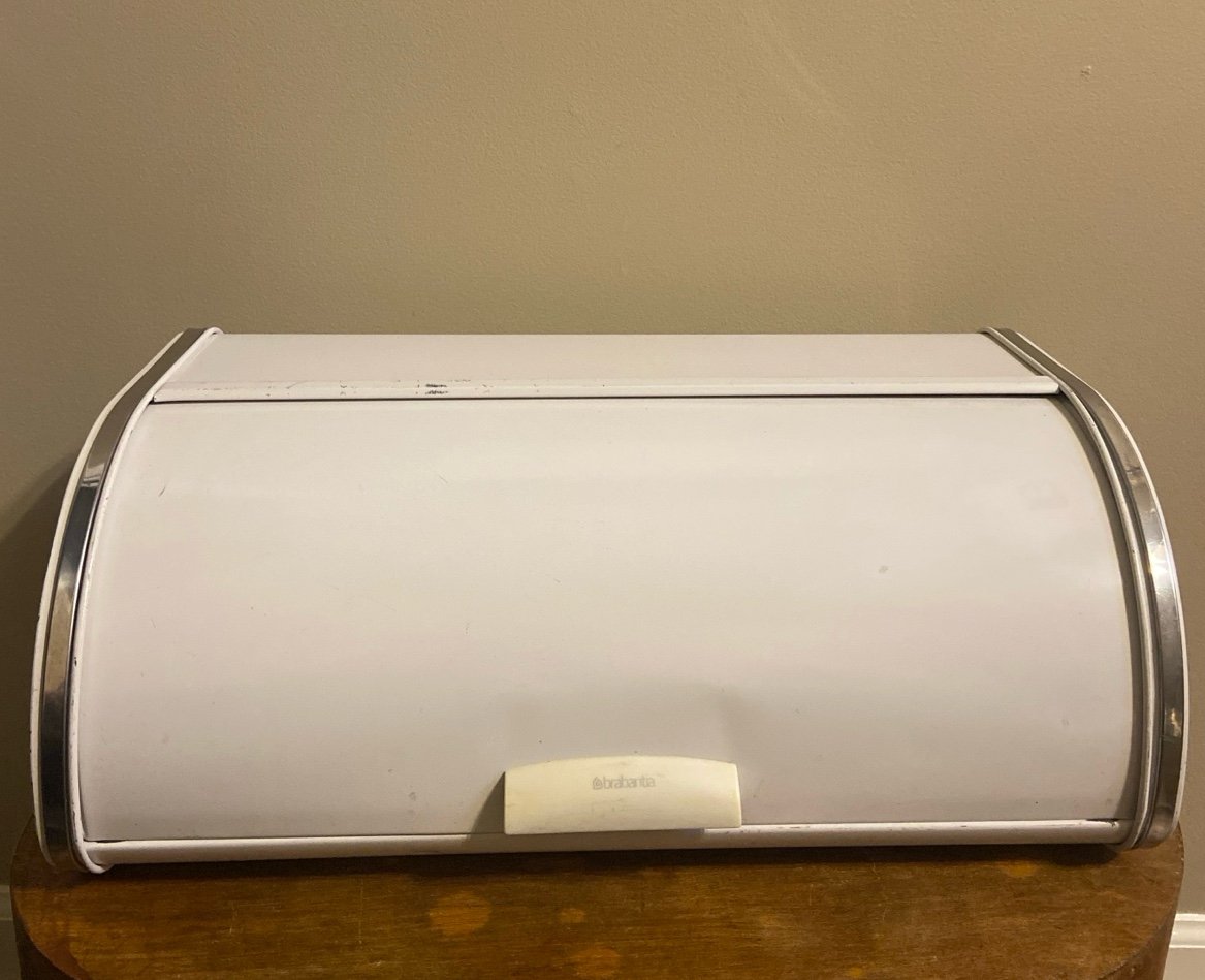 Vintage Brabantia White enamel Roll-top Bread Box/Keeper