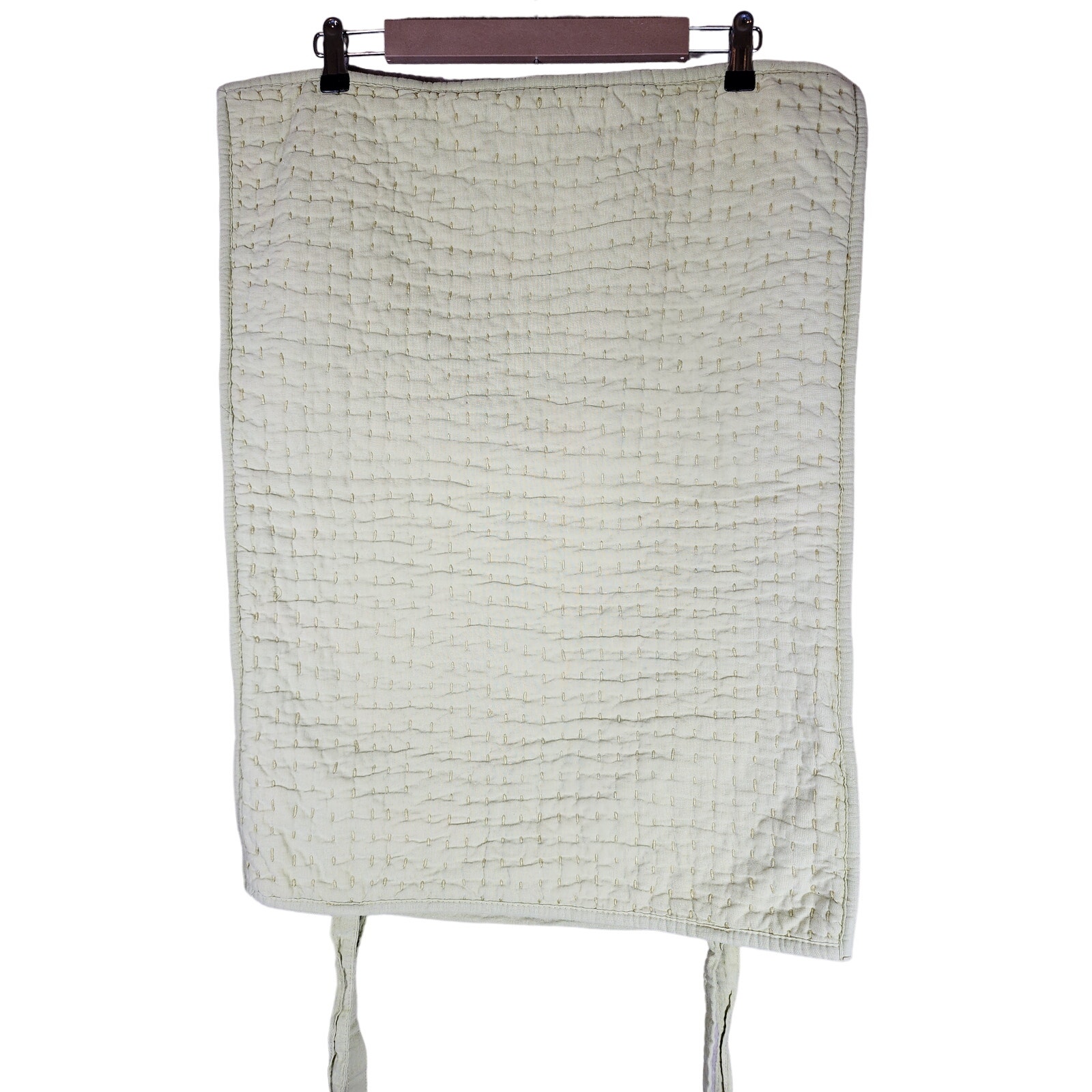 POTTERY BARN Green Pick-Stitch Handcrafted Quilted 20 x26 Pillow Sham -set of 2