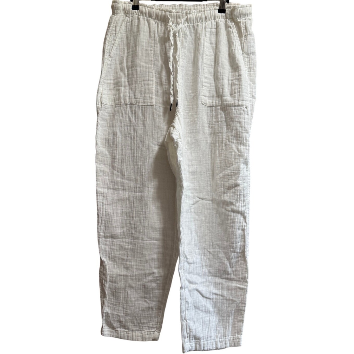 GAP Size Large White Cotton Elastic Waist Lounge Pant w/Pockets - NWT - 80 MSRP