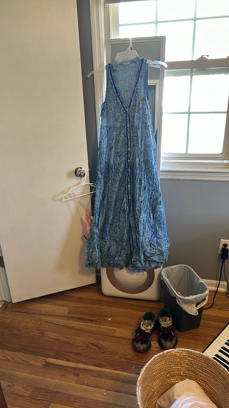 Blue Floral Sleeveless Dress poupette St barth summer designer quiet luxury