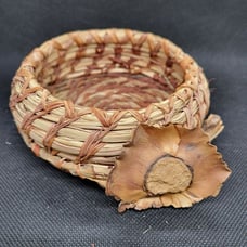 Vintage Unique Woven Basket with Flower and Twig Border