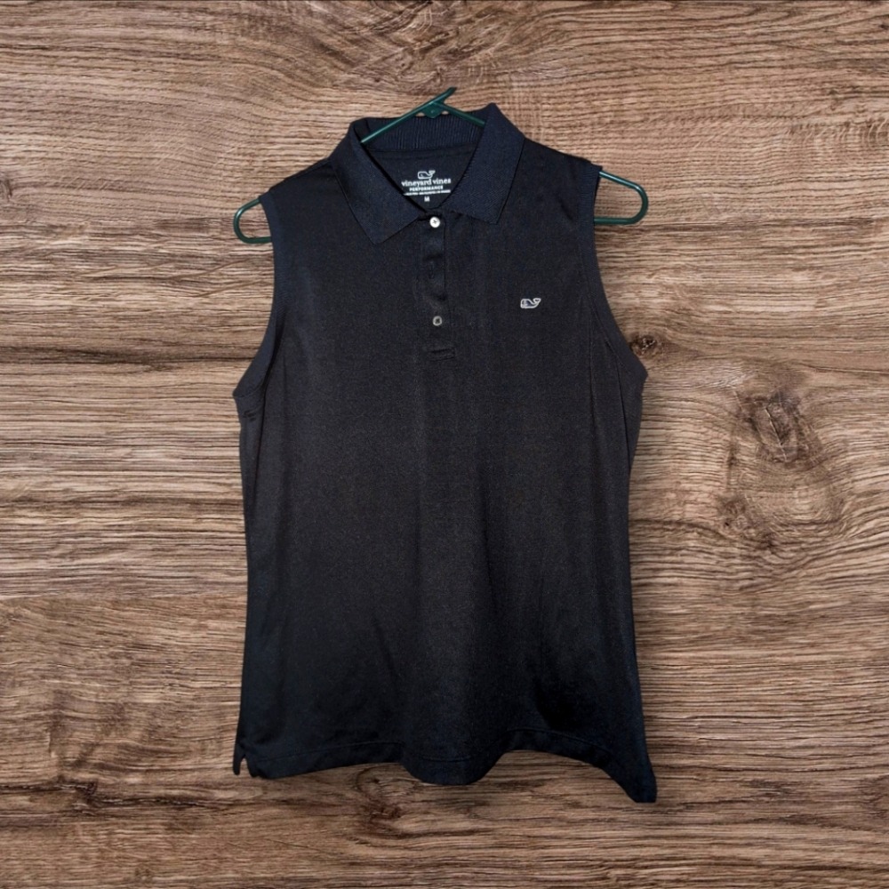 NWOT Vineyard Vines Performance Sleeveless Polo Shirt, Collared, Black size M