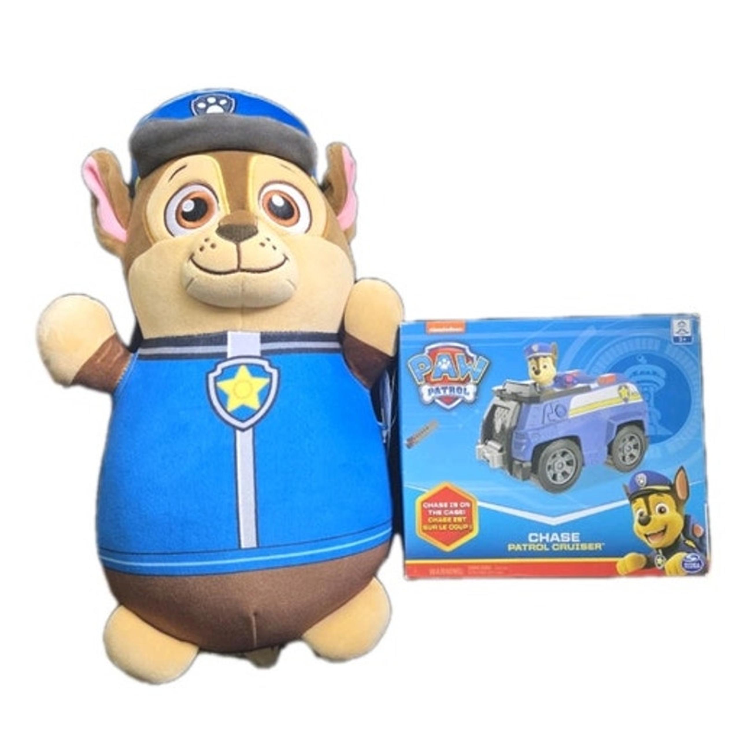 Paw Patrol Toy Bundle- Chase Hugmee Plush & Chase Patrol Cruiser Vehicle - NEW