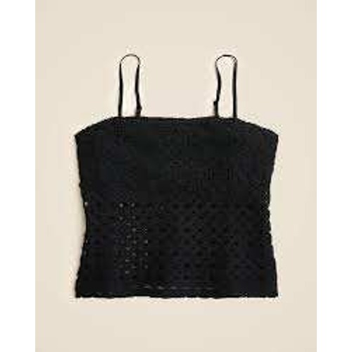 J. Crew NWT Black Crochet Lace Convertible Strapless Bandeau Top Crop Tank XS
