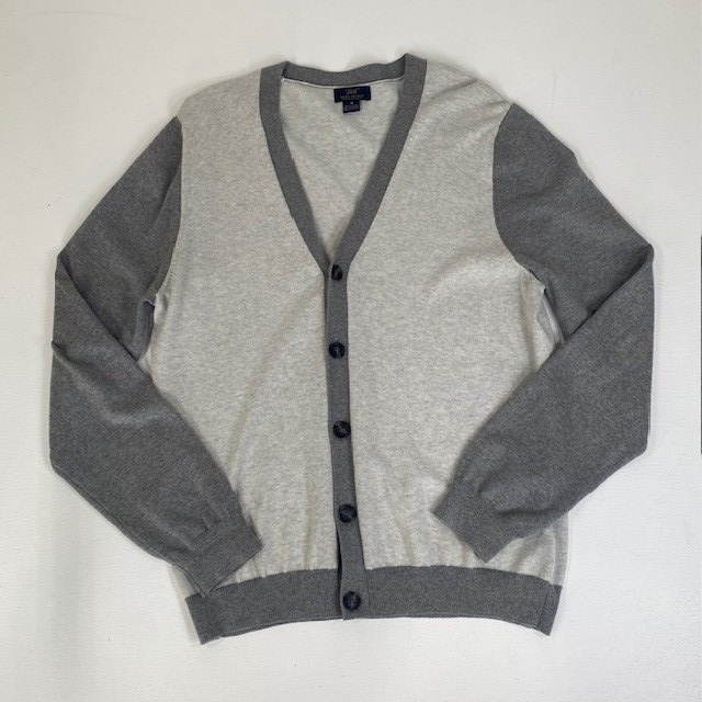 Brooks Brothers Cotton Cashmere Cardigan Sweater Two Tone Gray Mens M
