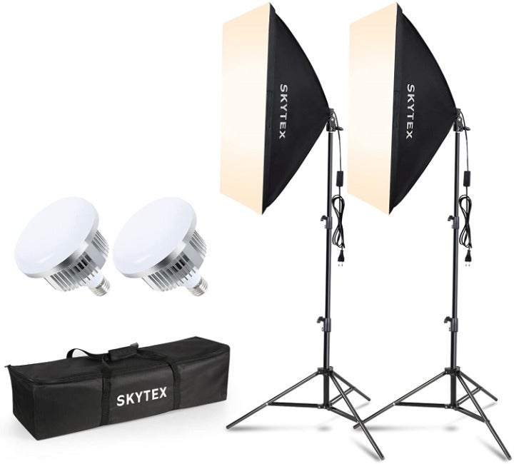 Set of 2 Softbox Lighting Kits Continuous Photography Flash box Soft Boxes canon
