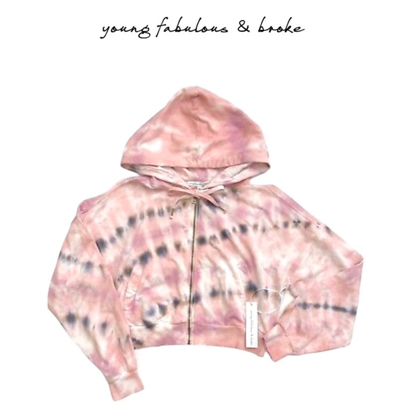 Young Fabulous and Broke Pastel Pink Tie Dye Hoodie Jacket- NWT