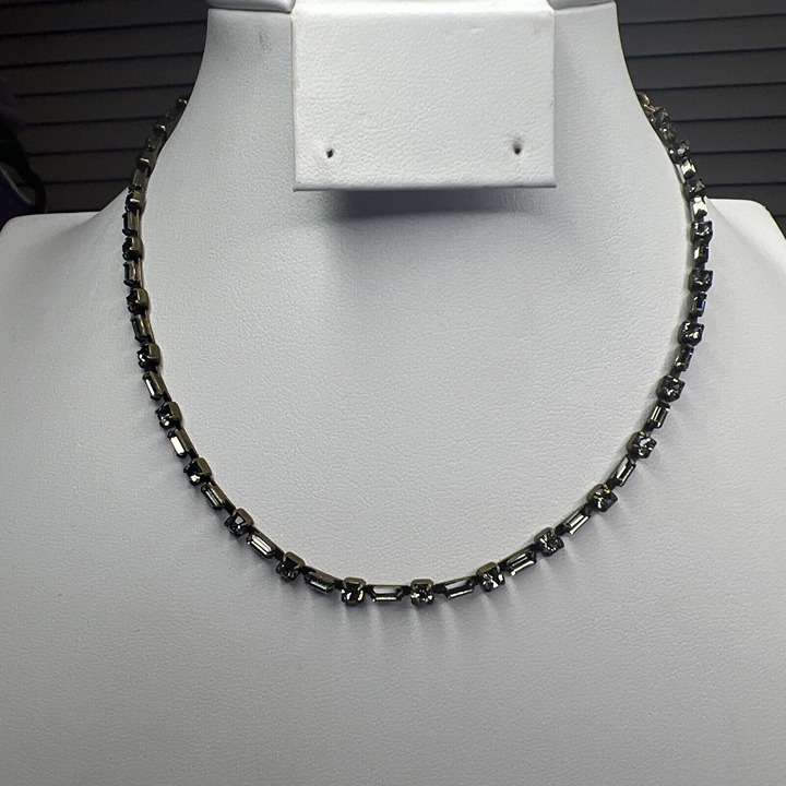 Sorrelli Crystal Necklace Eternity Choker Structured Brown Golden Geo 16-17