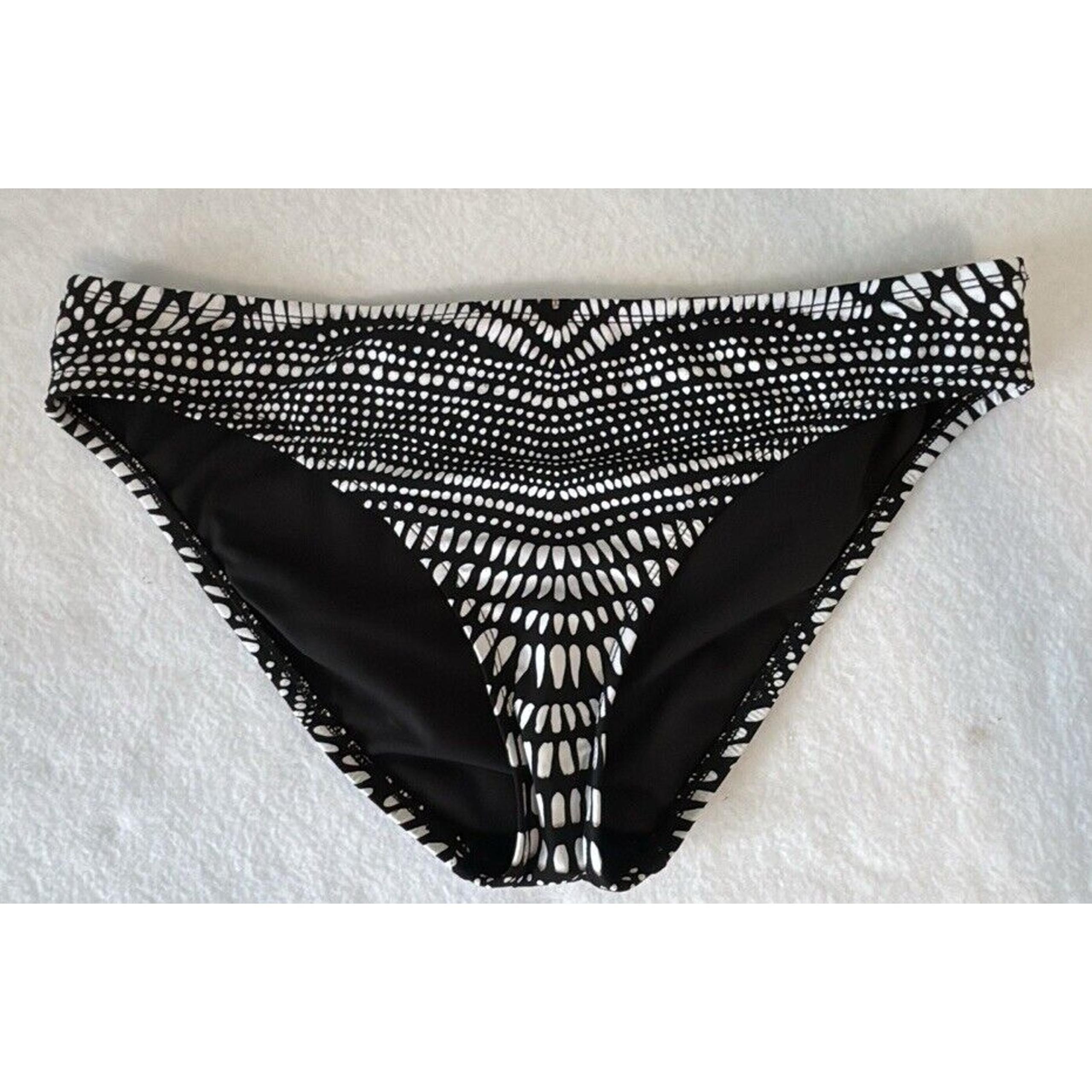 Kenneth Cole New York Bikini Bottoms Black & White Womens Medium New (f1)