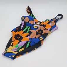 Roxy Swimsuit Juniors XS Color Jam Cutout One-Piece Anthracite Flower Jammin