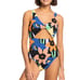 Roxy Swimsuit Juniors XS Color Jam Cutout One-Piece Anthracite Flower Jammin