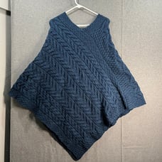Kiironan Merino Wool V-Neck Poncho Atlantic Blue Size XL/XXL
