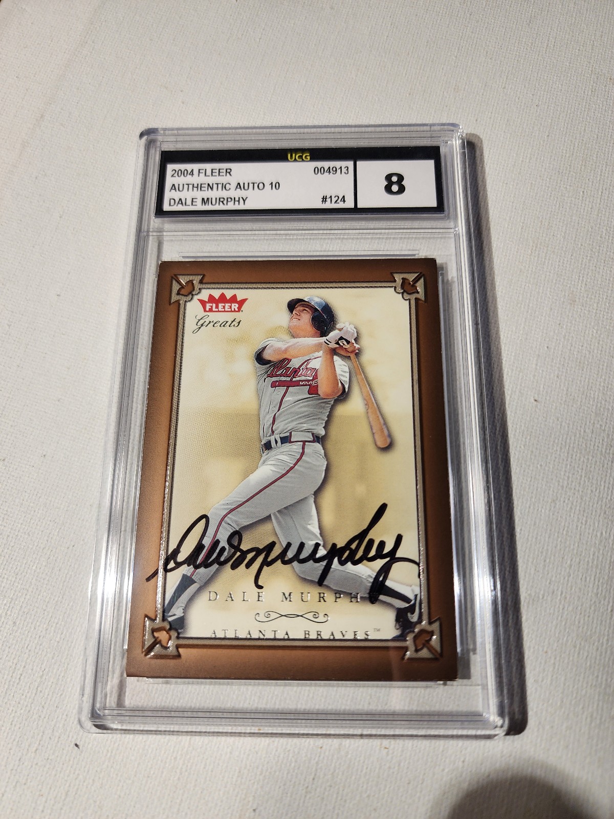 2004 Greats of the Game #124 Dale Murphy AUTOGRAPHED SIGNED UCG 8 & 10 GEM-MINT