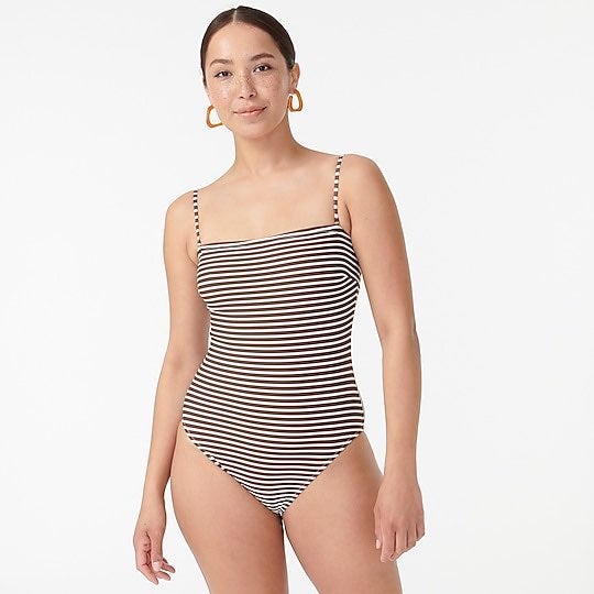 NEW J Crew D Cup Ruched Bandeau One Piece Swimsuit Tank NAVY Sz 2 XS B6842 NEW J Crew D Cup Ruched Bandeau One Piece Swimsuit Tank NAVY Sz 2 XS B6842
